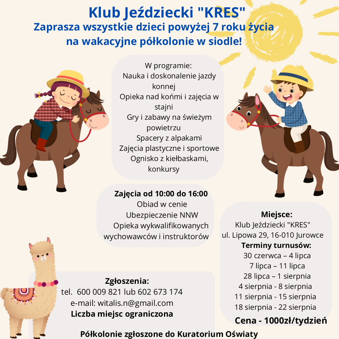 Wakacyjne półkolonie w siodle – Klub Jeździecki „KRES” zaprasza dzieci!